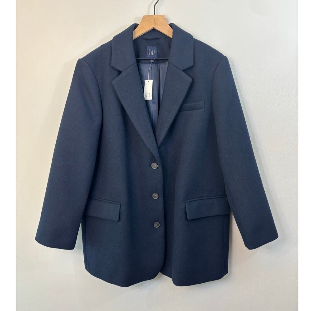 Gap Oversized Wool Blend Navy Blue Blazer Peacoat Size Large NWT